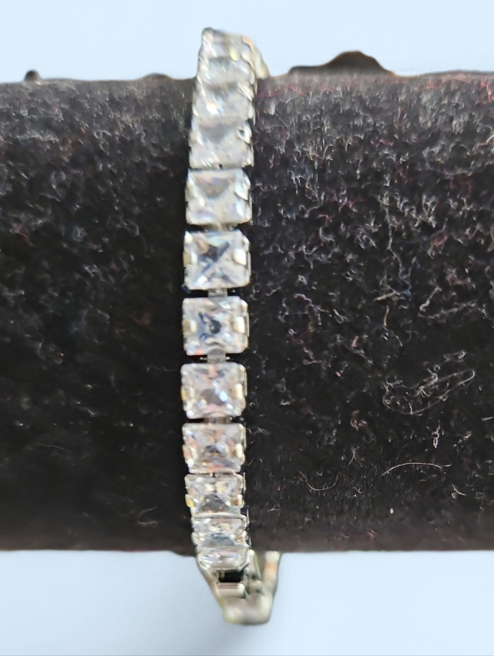 Swarovski Crystal Princess Cut Tennis Bracelet - Picture 2 of 2
